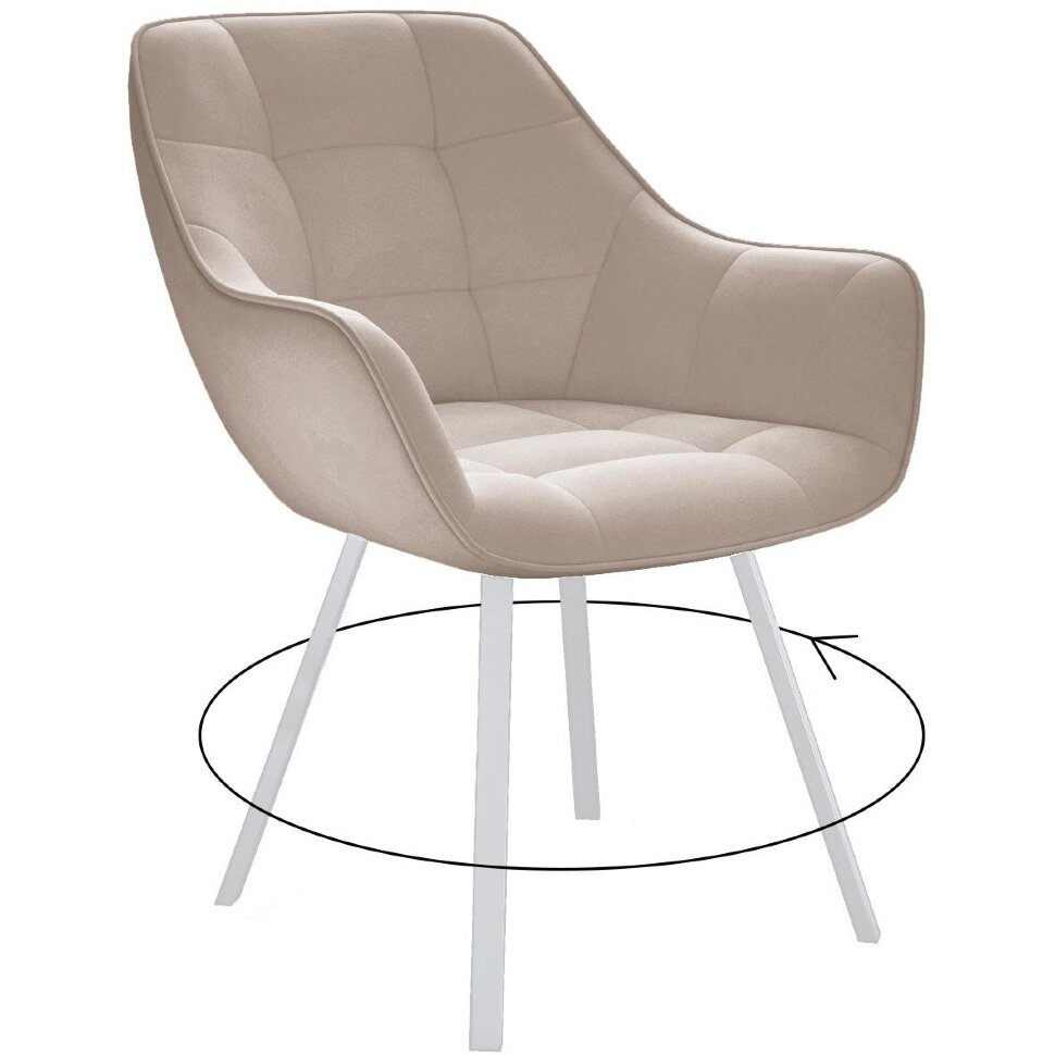 Стул DikLine 252 М поворотный, B03 BEIGE, ножки белые Стул DikLine 252 М поворотный, B03 BEIGE, ножки белые