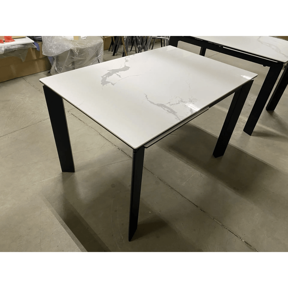 Стол КОРНЕР (CORNER) 120 цвет БЕЛЫЙ МРАМОР (HIGH GLOSS STATUARIO) керамика, стекло/ ЧЕРНЫЙ, ®DISAUR Стол КОРНЕР (CORNER) 120 цвет БЕЛЫЙ МРАМОР (HIGH GLOSS STATUARIO) керамика, стекло/ ЧЕРНЫЙ, ®DISAUR